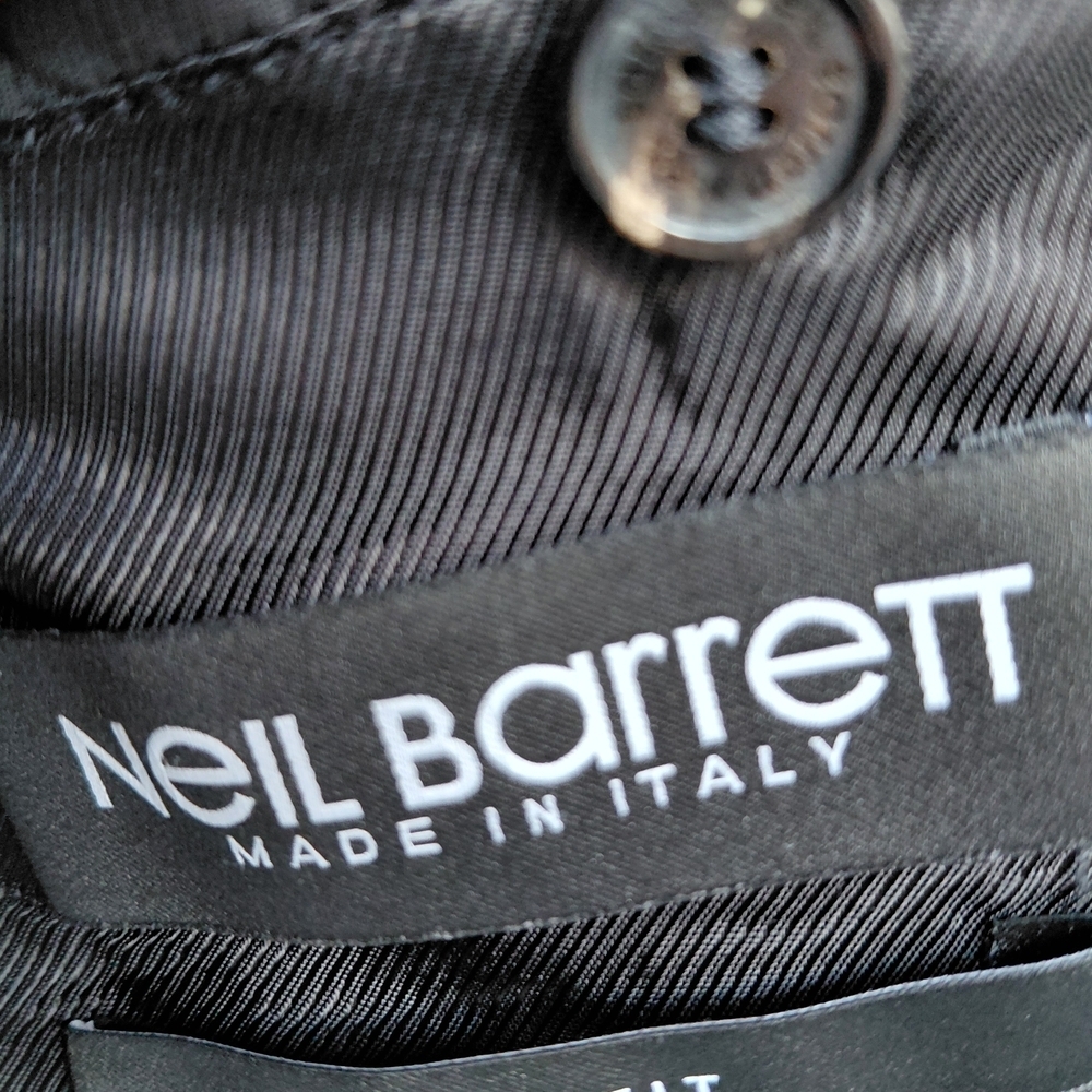 Neil Barrett Slim Fit Colorblock Wool Blazer Jacket Gray Black Italy Size 50 Lux - Picture 2 of 7